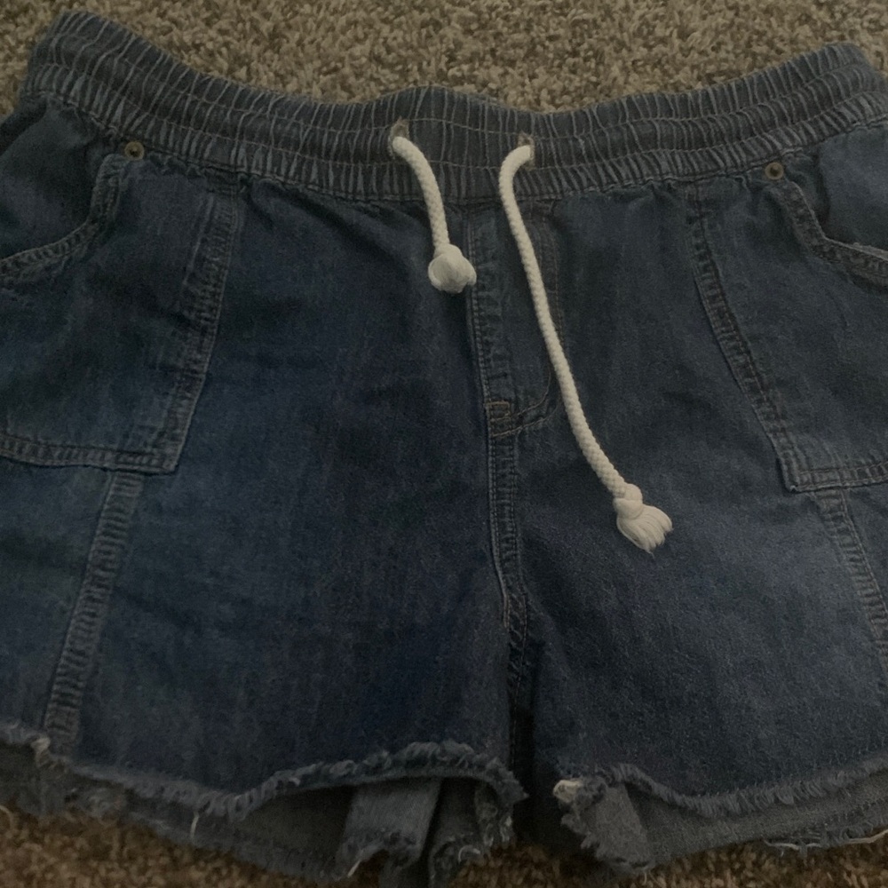 Maurices Dark Blue Jean Shorts with Drawstring